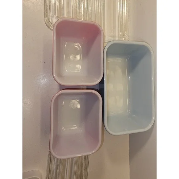 Vintage PYREX Refrigerator Dishes 3 Piece Set W 2 Lids 501, 502 Primary Colors - Picture 11 of 16